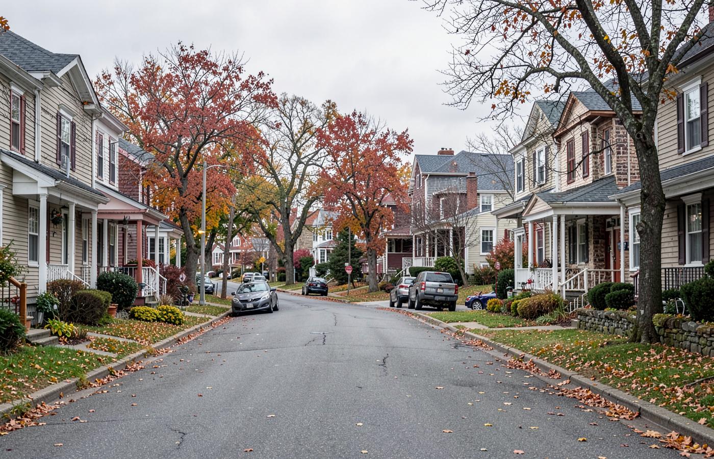 Older residential street with single-family and multifamily homes typical of Methuen, Massachusetts